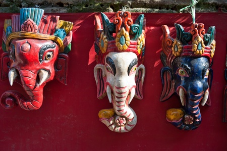 Nepal woodcarving mask,の写真素材