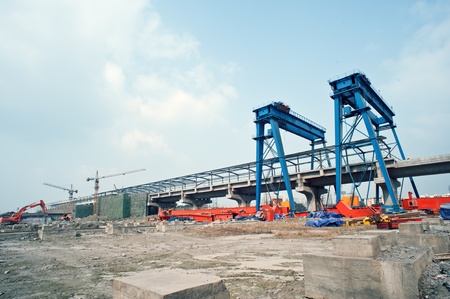 China, high-speed rail constructionの写真素材