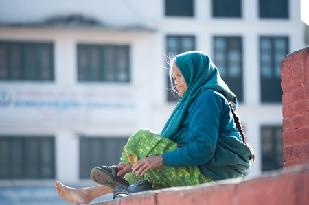 Kathmandu, Nepal  February 4, 2012 Nepalese rest before the templeのeditorial素材