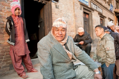 Nepal, bud hillock: on January 31, 2012, do not know the name of Nepal, and in the temple square to have a rest, Buddhism in Nepal, have a deep belief, 2012, bud harborのeditorial素材