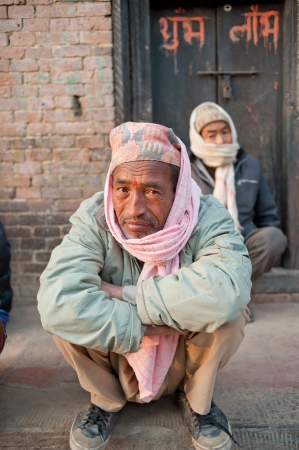Nepal, bud hillock: on January 31, 2012, do not know the name of Nepal, and in the temple square to have a rest, Buddhism in Nepal, have a deep belief, 2012, bud harborのeditorial素材