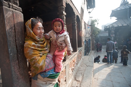 Nepal, bud hillock: on January 31, 2012, do not know the name of Nepal, and in the temple square to have a rest, Buddhism in Nepal, have a deep belief, 2012, bud harborのeditorial素材