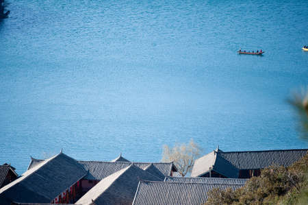 Yunnan, China, Lugu Lake sceneryの写真素材