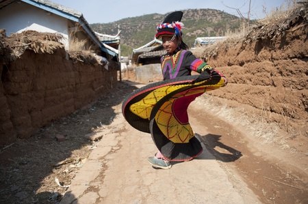 Little girl with ethnic costumes at Yunnan, Chinaのeditorial素材