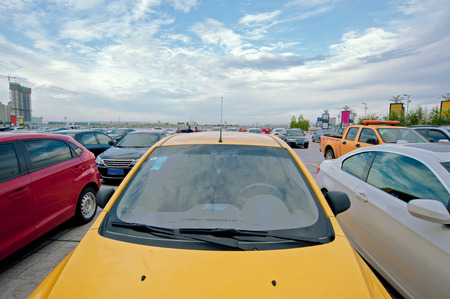 Cities large parking lotの写真素材
