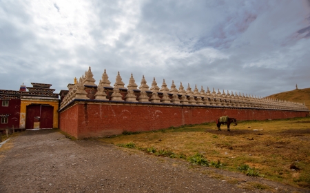 Tibetan Buddhism temple inside の写真素材