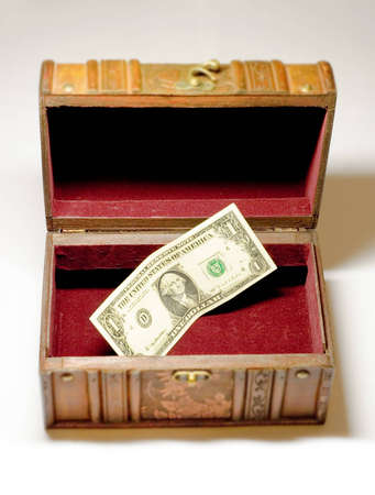 this photo shows shows a chest with dollarの写真素材