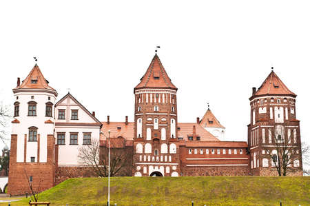 The photograph shows an old Mir castle, Belarus