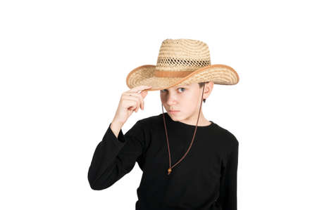 Portrait of a smiling boy isolatedの写真素材