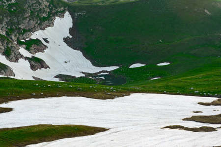 mountain lake in the valleyの写真素材