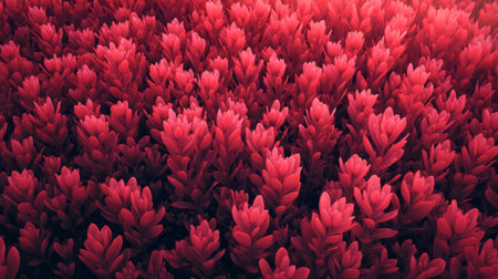 A stunning close-up of vibrant red succulent plants creates an impressive botanical landscape, perfect for enhancing garden themes or nature-based designs.の素材