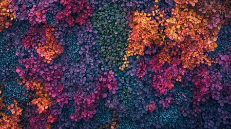 Explore the vibrant interplay of colorful leaves in this abstract nature background, perfect for creative projects or as a calming decoration.の素材