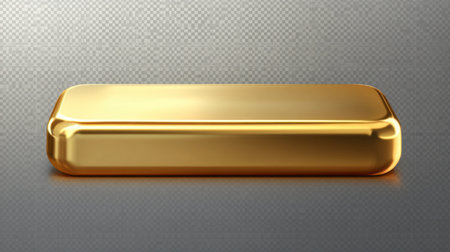 A stunning shiny gold bar isolated on a transparent background, ideal for illustrating themes of wealth, investment, and financial prosperity in various designs.の素材