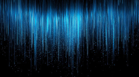 This stunning abstract image features blue light rays and sparkles against a dark background, creating an ethereal and captivating visual experience. Perfect for designs.の素材