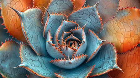Stunning close-up of agave plant showcasing intricate textures and vibrant colors, perfect for nature lovers, designers, and botanical enthusiasts.の素材