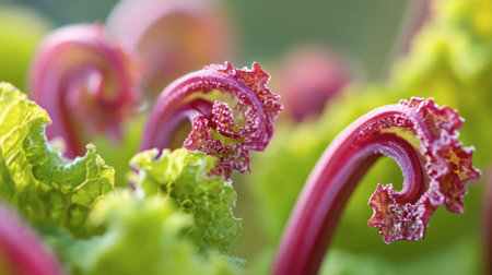 This stunning close-up captures the intricate details of fern fronds adorned with dew drops, showcasing the beauty of nature and vibrant green hues.の素材