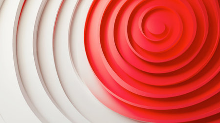 This striking abstract image features red and white spiral layers, creating a captivating modern design. Perfect for various creative projects and decor.の素材