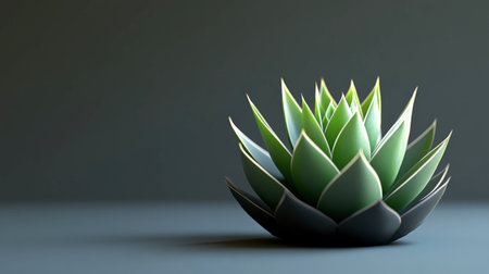 This elegant succulent plant showcases vibrant green leaves against a dark background, enhancing its beauty. Ideal for modern decor and minimalistic designs.の素材