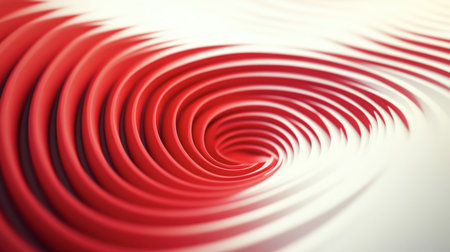 This abstract image features a captivating red and white ripple pattern, showcasing smooth swirls and elegant curves that create depth and visual interest. Ideal for modern design themes.の素材