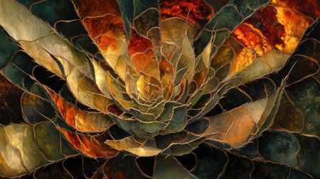 Captivating close-up image showcasing the intricate layers and vibrant colors of a succulent plant, perfect for artistic or nature-themed projects.の素材