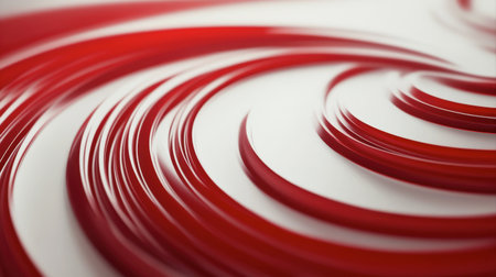 Dynamic swirling red lines on a white background create an eye-catching abstract composition. This artistic image showcases smooth curves and vibrant visuals, ideal for modern decor.の素材