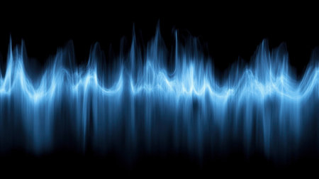 Abstract blue light waves create a captivating visual texture ideal for modern digital design projects, capturing energy and movement in a sleek format.の素材