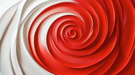 This captivating image showcases a swirling rose design in red and white. Its smooth curves and vibrant colors create a sense of elegance and beauty, perfect for any artistic project.の素材