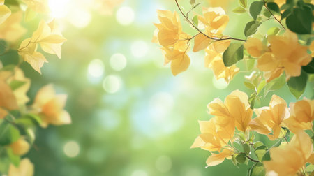 A stunning display of bright yellow flowers against a soft green background, capturing the essence of nature's beauty and tranquility in a serene environment.の素材