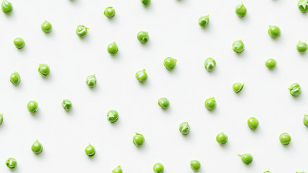 A visually appealing arrangement of fresh green peas on a pristine white background. Perfect for healthy food concepts and culinary visuals.の素材