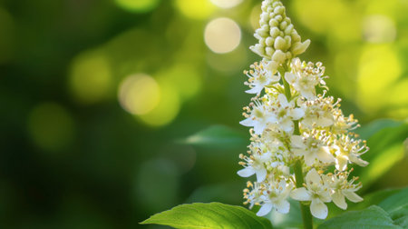 A stunning close-up of a delicate white flower against a blurred green background, capturing the essence of nature's beauty in soft natural light. Perfect for nature lovers.の素材