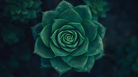 Discover a stunning close-up view of a vibrant green succulent plant. The intricate leaf patterns create a beautiful display of natureの素材