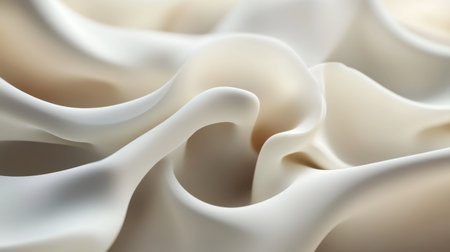 Organic abstract 3D render with fluid curves and harmonious neutral color palette, minimalist designの素材