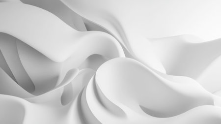 Minimalist composition of abstract fluid shapes and soft textures in a monochromatic 3D spaceの素材