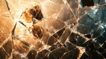 Abstract broken glass pattern with dramatic lighting, highlighting the intricate splintered detailsの素材