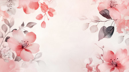 This elegant floral background features soft pink and gray elements, creating a serene atmosphere perfect for various design projects. Ideal for invitations or decor.の素材