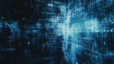 Abstract representation of a digital background featuring glowing lines and intricate data patterns. Ideal for technology and innovation themes.の素材