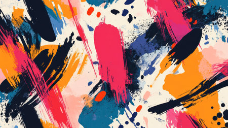 This vibrant abstract artwork features bold colors and dynamic brushstrokes. Perfect for modern decor, creative projects, or as an eye-catching background element.の素材