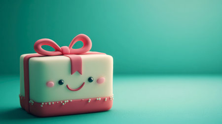 This adorable gift box features a friendly smile and colorful design, perfect for celebrations, parties, and joyful moments in life.の素材