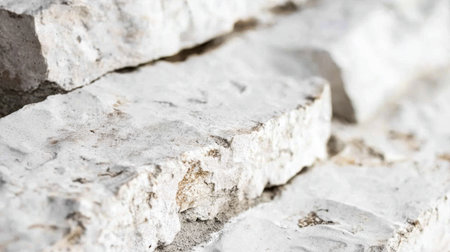 This close-up image features a detailed view of natural white stone with a rough surface, highlighting the unique texture and intricate patterns, ideal for design projects.の素材