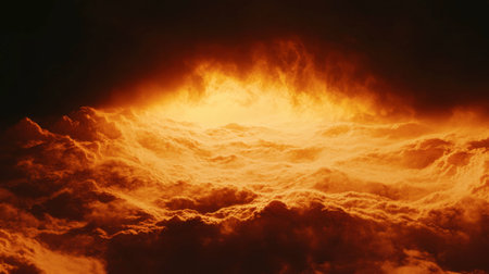 Warm-toned steam rising in soft orange and red gradients against a pure black backdrop, creating a cinematic atmosphereの素材
