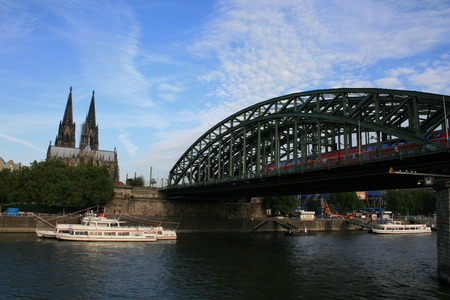 Cologne Cathedral and Hohenzollern Bridge, Germany.の写真素材