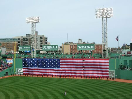 Boston, Massachusetts, USA - April 20th, 2009 - Pre-game ceremonies before a baseball game at Fenway Park.のeditorial素材