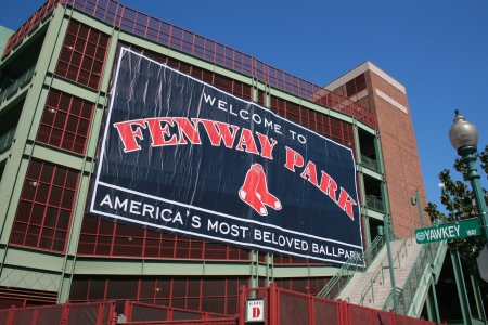 Boston, Massachusetts, USA - April 20th, 2009 - Sign outside of the Fenway Park.のeditorial素材