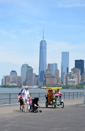 New York City, USA - May 26, 2014 - People enjoying a summer day on Governors Island in New York Harbor のeditorial素材