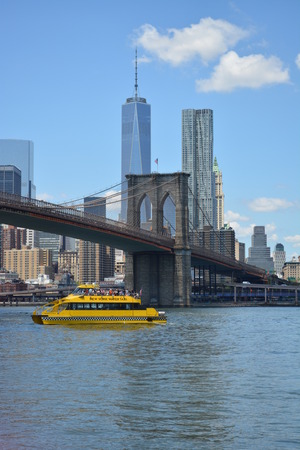 New York City, USA - June 6, 2014 - Water Taxi on the East River のeditorial素材
