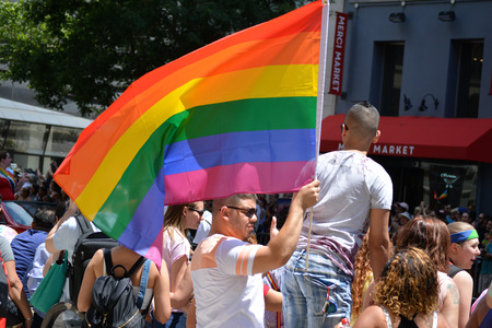 NEW YORK CITY June 25 2017 - People at the annual New York City Pride Parade in Manhattan.のeditorial素材