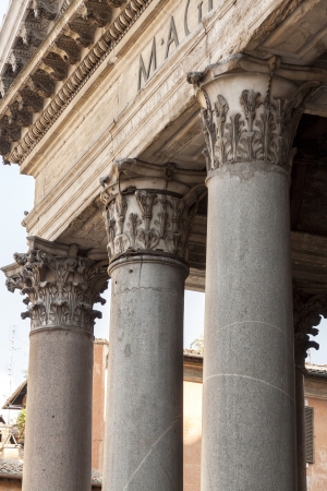 Classic doric style column at the Pantheon in Rome, Italy.の写真素材