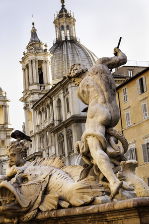 Detail of Bernini's Piazza Navona fountain, Rome, Italyの写真素材
