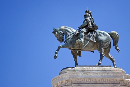 Bronze sculpture of Vittorio Emanuele di Savoia, King of Italy, Piazza Venezia, Rome, Italy