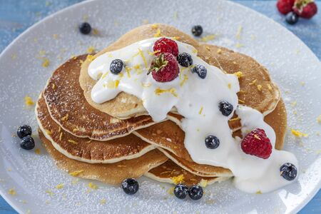 Morning breakfast with berries and cream